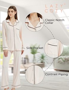 <span class=keywords><strong>Pigiama</strong></span> in lyocell di bambù imposta pigiameria abbottonata per <span class=keywords><strong>uomo</strong></span> e donna - Product Image 3