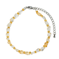 Bracelet ajustable en pierre naturelle irrégulière Prehnite Tourmaline avec perles intercalaires, bijoux de style bohème, bracelets perlés en cristal