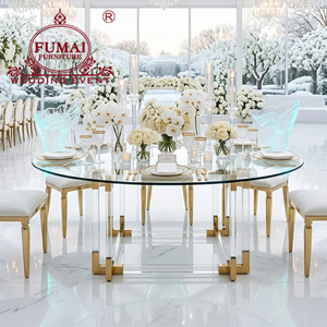 Party Supplies <b>Clear</b> Round Transparent Acrylic Dining <b>Table</b> Set 6 Seater - Product Image 1