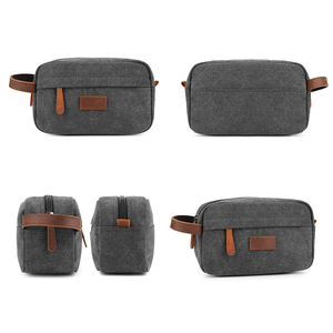 BEARKY Unisex Travel Cosmetic for Toiletry <strong>Bag</strong> Men's Fashionable Canvas Dopp Kit <strong>Accessory</strong> <strong>Bag</strong> with Zipper for Trousse Homme - Product Image 4