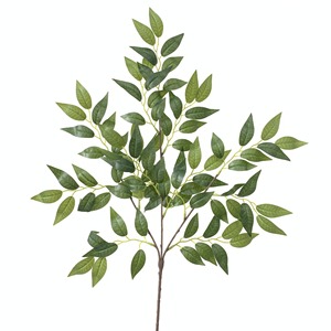 Foglie verdi artificiali di qualità Banyan francese albero foglia giardino abbellimento decorazione di nozze stelo verde - Product Image 5