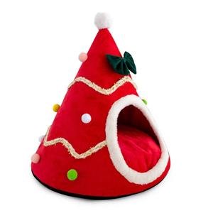 <span class=keywords><strong>2026</strong></span> Neues Katzenbett Weihnachtsbaum-Katzenzelt Selbstwärmend 2-in-1 Abnehmbares Komfortables Dreieckiges Haustier-Tipi Hundehöhle - Product Image 5