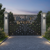 Pagar Luar Ruangan Ramah Lingkungan Berbahan Aluminium Mewah, Dilapisi Bubuk, Ukiran Bunga, Gaya Modern, Tinggi 8 Kaki, untuk Keamanan Rumah