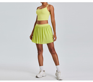 Zomer Dameskleding Hot Sale Fitness Strakke Geplooide Rok Tennispak 2 Stuks Lange Mouw Golf Tennisrokken Sets - Product Image 4