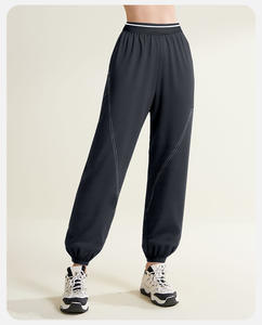 Pantalones Casuales de Mujer, Sólidos, Elásticos en 4 Direcciones, con Cordón Ajustable, Cintura Alta, Pierna Recta Holgada, Estilo Yoga/Jogger, con Bolsillos, Largos - Product Image 2