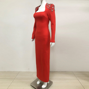 <span class=keywords><strong>Vestiti</strong></span> di moda donna di lusso abiti di fascia alta strass lunghi aderenti fasciatura <span class=keywords><strong>elegante</strong></span> rosso galante abiti da sera per le donne - Product Image 4