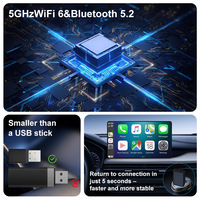 Adaptador Inalámbrico CarPlay 2 en 1 Oculto de Tamaño Mini con WiFi 6 y Bluetooth 5.3 para Actualizar la Radio de Coche con Cable de Fábrica a una Conexión Automática