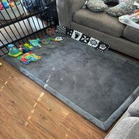 Tapis de sol Tatami gris foncé grande taille en mousse à mémoire de forme, doux et épais, tapis de jeu moderne en velours sûr pour bébé