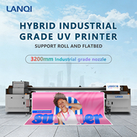 Impresora UV de Inyección de Tinta Semiautomática Híbrida LANQI de 3.2M, de Rollo a Plano, con Cabezales de Impresión Ricoh/Konica para Impresión Digital y de Huevos, Nueva
