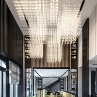 Lustre sur mesure en verre de Murano soufflé à la main, éclairage artistique pour hall d'hôtel, grand modèle noir à LED pour villa, grand hall, restaurant