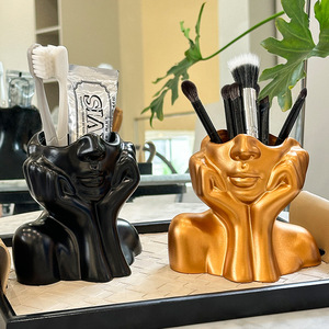 Porta Pennelli da Trucco in <span class=keywords><strong>Resina</strong></span> Moderno e <span class=keywords><strong>Vaso</strong></span> da Tavolo per Arredamento Casa e Bagno - Product Image 2