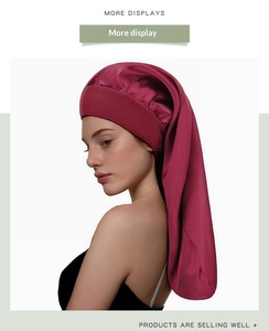 Simulated Silk Sleeping Hat Curly Hair Oversized Hat <b>Braided</b> Satin Hat Women's Silk <b>Long</b> Barrel Elastic Hairband Hat - Product Image 6