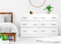 Armoire de rangement en bois blanc moderne et durable avec 6 tiroirs coulissants en métal, 3 niveaux, pour salon et chambre à coucher (vente en gros)
