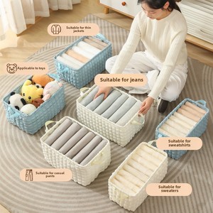 WeaveWin Foldable <strong>Wardrobe</strong> Organizer Aluminum Rectangular <strong>Storage</strong> <strong>Box</strong> with Velvet Fabric Home Use Pants Sorting Basket - Product Image 2