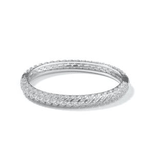 Brazalete Uwin <span class=keywords><strong>de</strong></span> Lujo con Incrustaciones <span class=keywords><strong>de</strong></span> Diamantes Delicados y Circonitas Cúbicas, Diseño Trenzado, Rayas Diagonales, Apilable, Brillante, para Mujer - Product Image 2