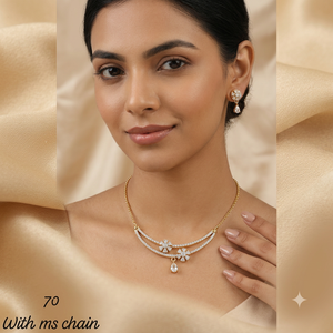 Pendientes de botón con colgante de media luna de latón chapado en rodio y circonita, y conjunto de joyería nupcial con mangalsutra indio para boda, venta al por mayor - Product Image 3