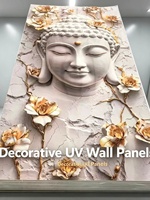 Panneau mural PVC brillant effet marbre UV série animale imprimé en 5D pour fond de télévision intérieur