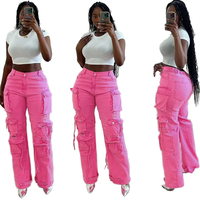Jeans d'été délavés de haute qualité avec poches pantalon cargo pour femme denim pour femme vente en gros