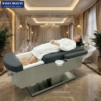 Table de massage multifonction Wallybeauty, lit de shampoing, chaise de pédicure, lit de massage électrique spa 3 en 1