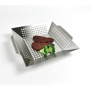 Panier de barbecue carré perforé en acier inoxydable <span class=keywords><strong>DaS</strong></span> avec poignées intégrées pour grillades extérieures de légumes et de viande - Product Image 3