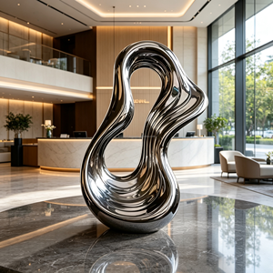 Scultura Astratta Moderna in Acciaio Inossidabile Lucidato di Lusso, Colore Personalizzato, Dimensioni su Misura, Statua Artistica per Giardino e Paesaggio - Product Image 4