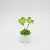 Plante artificielle en pot miniature au crochet fait main, tissée à la main, pour décoration intérieure, cadeau, ornement pour tableau de bord de voiture et maison