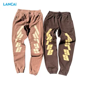 Individuelle Kleidung Herren Jogger Fleece Siebdruck dehnbare Taille Herren Jogginghosen Säuregewaschungen Vantage Jogginghosen für Herren