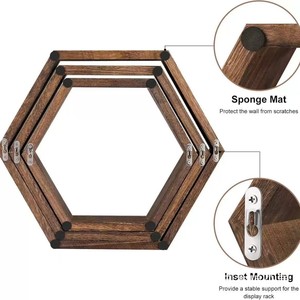 Hexagonal Wall <b>Shelf</b> Geometric Floating Storage <b>Rack</b> For Living Room Custom Made White Wood Display <b>Shelf</b> - Product Image 5