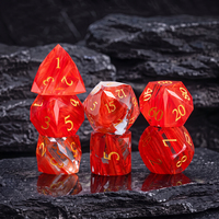 Ensemble de dés polyédriques faits à la main en verre cristal K9 rouge diamant facetté effet aurore, 7 pièces/ensemble (D6, D20, D12) pour jeux de table Dungeons & Dragons