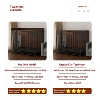 Caseta Plegable de Madera Gruesa con Techo Plano de 95 cm para Mascotas, con Estante de Almacenamiento y Diseño de Inodoro Separado, para Uso Doméstico en Perros
