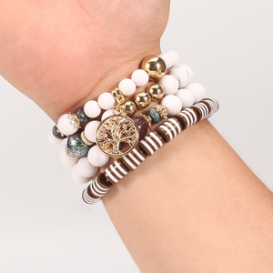 Fashion Jewelry Tree Of Life Beaded <b>Bracelets</b> <b>Set</b> 4Pcs Women's Multilayer Charm Gift Made In China - Product Image 4