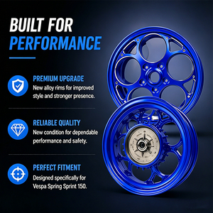 ล้อแม็กซ์อะลูมิเนียม CNC สีน้ำเงิน S2R สำหรับมอเตอร์ไซค์  หน้า/หลัง  รุ่น <span class=keywords><strong>Primavera</strong></span> Sprint <span class=keywords><strong>125</strong></span>/150 LX <span class=keywords><strong>I</strong></span>-<span class=keywords><strong>Get</strong></span>  แบบใหม่  สำหรับดัดแปลง/อัพเกรด - Product Image 4