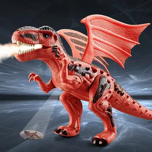 전기 스프레이 화재 프로젝션 공룡 세계 로봇 장난감 걷는 불 호흡 용 쥬라기 공룡 조명과 소리