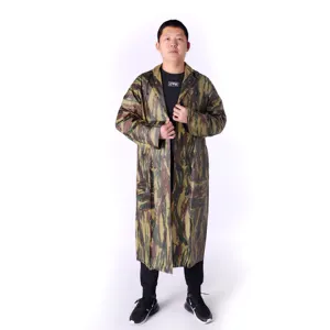 Waterproof and weatherproof awning raincoat in extremely cold area, Factory hot sale adult polyester PVC camouflage raincoat awn