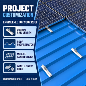 Kit de fixation et de montage solaire mini en aluminium anodisé sur mesure pour toiture à joint debout en métal ou en tuiles d'asphalte, vente en gros OEM - Product Image 5