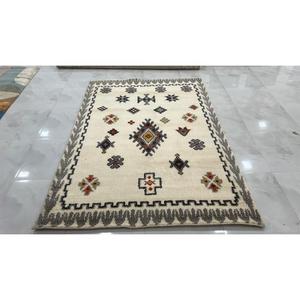 Alfombra tribal bereber anudada a mano Riad |   Marfil y Multicolor |   Lana Pura |   Tamaños Personalizados Disponibles - Product Image 1