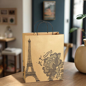 Sacs en papier personnalisés, sac cadeau, design tendance, recyclable, kraft, imprimé intégral, poignée en corde de coton, sac fourre-tout pour le shopping - Product Image 6