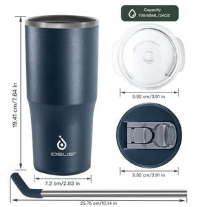 Vaso Térmico <span class=keywords><strong>IDEUS</strong></span> de Doble Tapa con Pajita, Gran Capacidad, Acero Inoxidable 304, Portátil, para Viajes, Aislado para Bebidas Frías y Calientes, Personalizable - Product Image 2