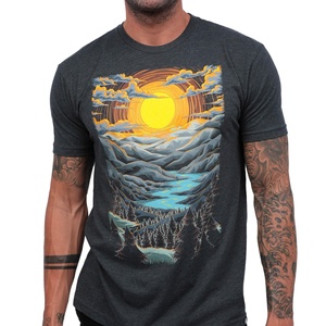 T-shirts tricotés personnalisés à manches courtes pour hommes 100 % coton, imprimé spatial psychédélique vibrant, mode festival d'été, séchage rapide - Product Image 3