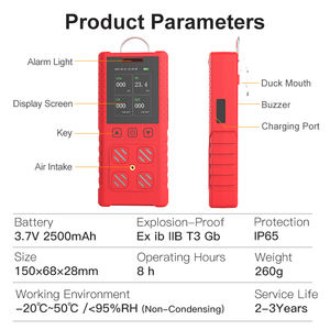 <span class=keywords><strong>D</strong></span>étecteur de gaz portable multifonctionnel RTTPP (monoxyde de carbone, CO2, hydrogène) à piles, avec menu en anglais, USB, diffusion naturelle, IP65 - Product Image 4
