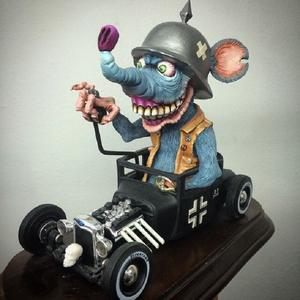 Statue de monstre de dessin animé pour enfants, Statue de monstre à grande bouche, Statue de souris foucheuse au volant, Accessoires de voiture, Cadeau, Figurine Rat Fink - Product Image 2