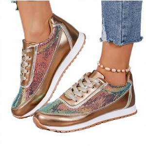 Chaussures de marche légères et lumineuses pour femmes, grandes tailles, couleur unie, nouvelle semelle épaisse, mode décontractée et sportive - Product Image 2