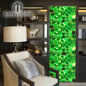 자연 보석 녹색 마노 패널 백라이트 컬러 벽 패널 마노 스톤 크리스탈 벽 패널