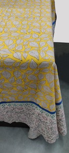 Yellow Leaf Hand Block Print <b>Tablecloth</b> Cotton Dining Table Linen Table Cover with Border for Home <b>Party</b> Restaurant - Product Image 3