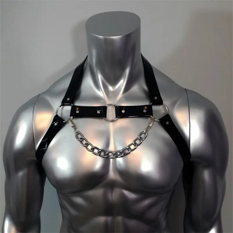 Fetish Men Sexual Chest Leather Harness Belts Adjustable BDSM Gay Body Bondage Harness Strap Rave Gay Clothing for Adult Sex