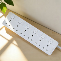 Multiprise certifiée UKCA à 6 prises avec interrupteurs, protection contre les surtensions 3250W, norme britannique BS 1363 13A 250V, pour maison et bureau