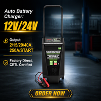 Chargeur de batterie lithium-ion entièrement automatique 2/15/40A 250A/START 12-24V avec prise, contrôlé par microprocesseur, chargeur de voiture 12VDC