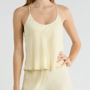 Ensemble de pyjama élégant en satin pour femme, sexy, à fines bretelles, décontracté, taille élastique, respirant, simple, pour l'été - Product Image 1