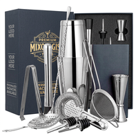 Ensemble de 16 outils de bar en acier inoxydable, kit de barman, logo personnalisé, accessoires de bar, shaker à cocktails