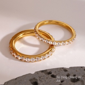Bague Jeding pour femme en acier inoxydable électroplaqué avec zircon, style européen et américain, tendance Instagram, pour la main - Product Image 1